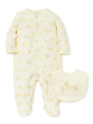 Little Ducks Footed One-piece And Bib