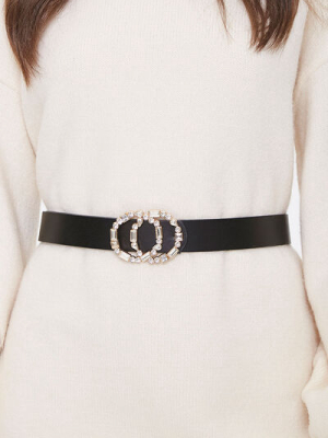 Faux Gem Buckle Waist Belt