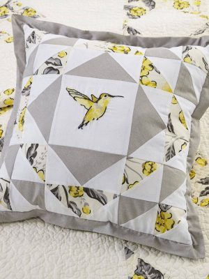 18" X 18" Hummingbird Blooms Star Embroidered Throw Pillow Yellow - Vera Bradley