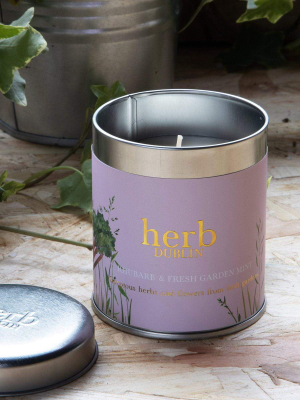 Herb Dublin Rhubarb Candle Tin Tall