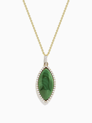 Effy 14k Yellow Gold Malachite And Diamond Pendant, 6.36 Tcw