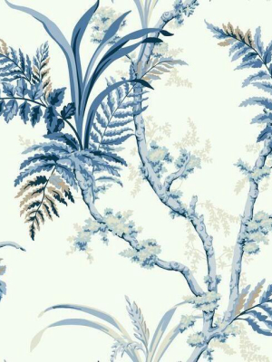 Enchanted Fern Wallpaper In Blue From The Grandmillennial Collection By York Wallcoverings