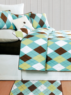 C&f Home 20" X 26" Argyle Aqua Standard Sham