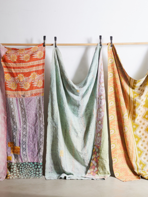 Urban Renewal One-of-a-kind Bleached Out Kantha Throw Blanket