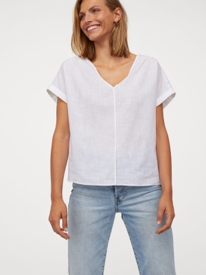 V-neck Cotton Blouse