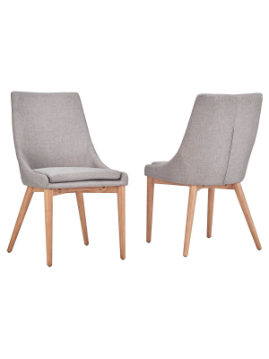 Set Of 2 Sullivan Oak Mid Century Barrel Back Dining Chair - Inspire Q