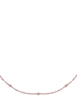 Women's Diamond Cut Singapore Necklace With Ball Stations In Rose Gold Over Sterling Silver - Rose (18")