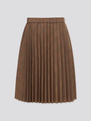 Girls Pleated Checked Skirt