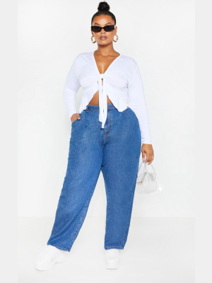 Plus Mid Wash Oversized Balloon Mom Jean