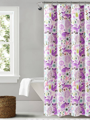 72"x72" Friendly Fox Shower Curtain Purple/pink - Lush Décor