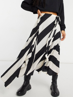 Topshop Monochrome Stripe Midi Skirt