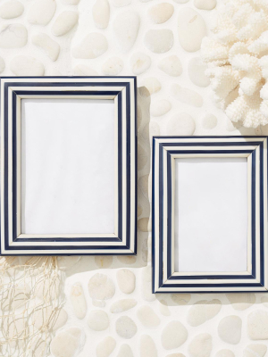 Nautical Stripes Set Of 2 Blue And White Photo Frames