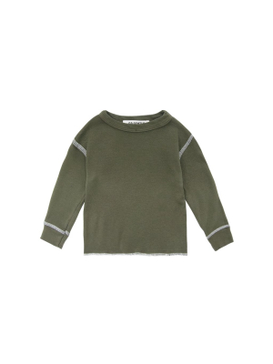 Rib Thermal Shirt In Moss