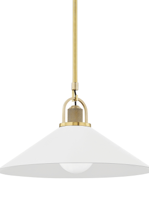 Hudson Valley Lighting Syosset Pendant - Aged Brass & Soft Off White