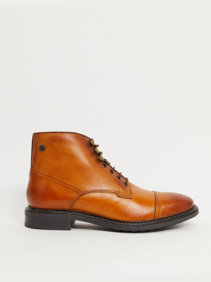 Base London Conrad Toe-cap Boots In Tan Leather