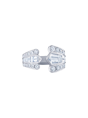 Duet Asymmetric Diamond Ring - White Gold