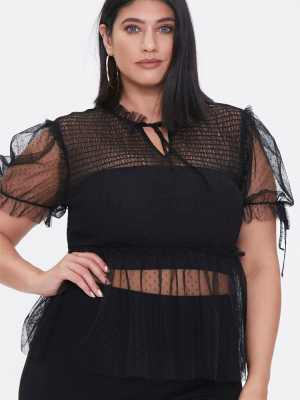 Plus Size Sheer Mesh Top