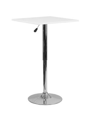 Flash Furniture 23.75'' Square Adjustable Height White Wood Table (adjustable Range 33'' - 40.5'')