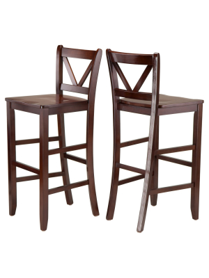 Set Of 2 Victor V-back 30" Barstool Wood/walnut - Winsome