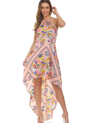 Scarf Print Hi-low Maxi Dress