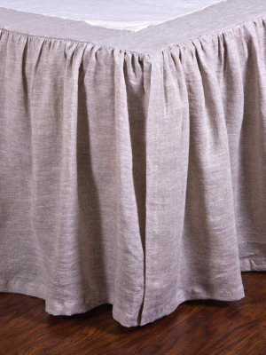 Gathered Linen Bedskirt In Flax
