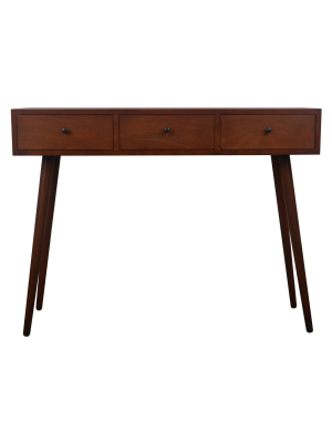 Mid Century Three Drawer Wood Console Table - Décor Therapy