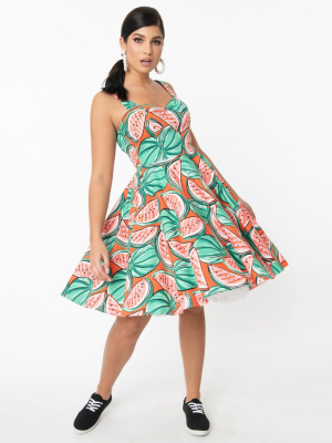 Hell Bunny 1950s Watermelon Print Melonie Swing Dress