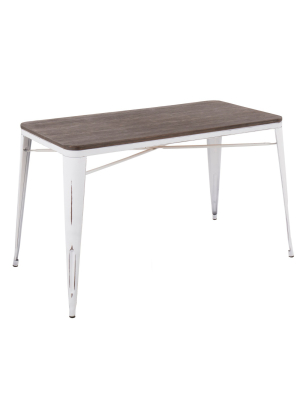 Oregon Industrial Farmhouse Utility Table Vintage White/espresso - Lumisource