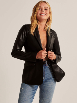 Vegan Leather Blazer