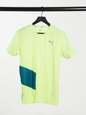 Puma Running Panel T-shirt In Yellow