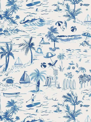 Gray Malin Beach Toile Outdoor Pillow - Navy