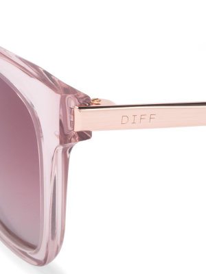 Bella - Light Pink Crystal + Wine Gradient Sunglasses