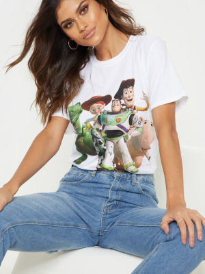 White Disney Toy Story Printed Oversized T Shirt