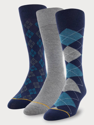 Signature Gold By Goldtoe Men's Argyle Crew Socks 3pk - 6-12.5