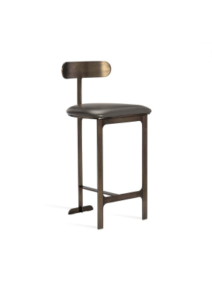 Interlude Home Hollis Counter Stool In Grey/ Bronze