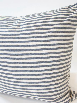 Large Blue & White Striped Accent Pillow -  22x22