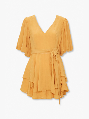 Tie-waist Flounce Romper