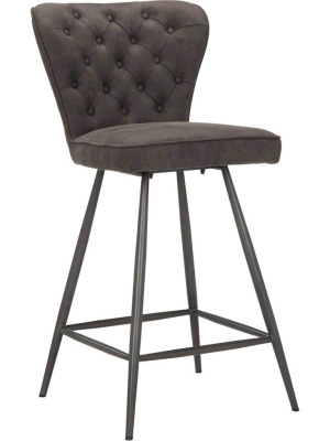 Aster Leather Counter Stool Gray (set Of 2)