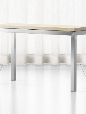 Parsons Travertine Top/ Stainless Steel Base 48x16 Console