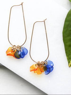 Ginevra Upcycled Drop Earrings - Blue + Orange