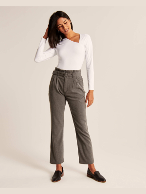 Belted Ankle Straight Pants