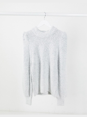 Asos Design Oversized Sweater With Bell Sleeves In Gray