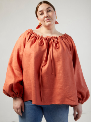 Terracotta Linen Anna Top