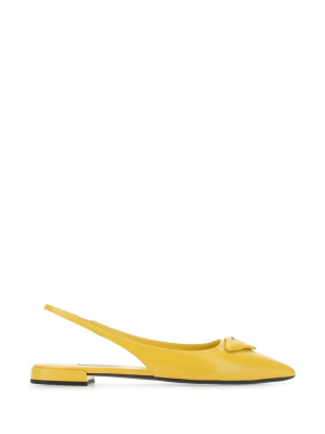 Prada Logo-appliqué Slingback Ballerina Flats