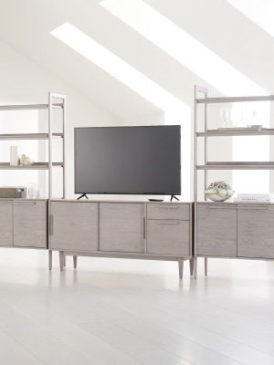 Tate Stone 64.5" Media Console With 2 Bookcase Cabinets