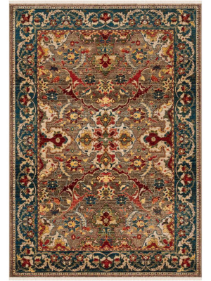 Kashan Taupe/blue Area Rug