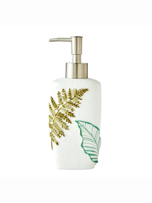 Sprouted Palm Lotion Dispenser White/green - Skl Home