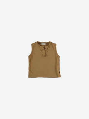 Okak Organic Flame Henley Tank - Peanut