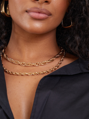 Gold Thick Rope Chain Necklace