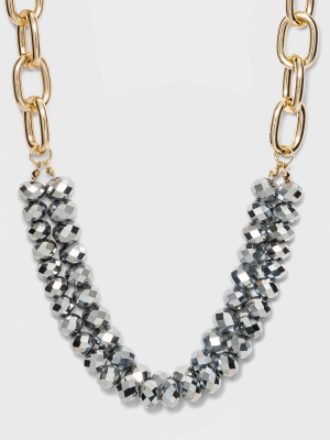 Multi Layered Beaded Statement Necklace - A New Day™ Hematite